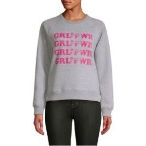 NWT Rebecca Minkoff Gray & Pink “Girl Power” Crewneck Sweatshirt Womens Size S